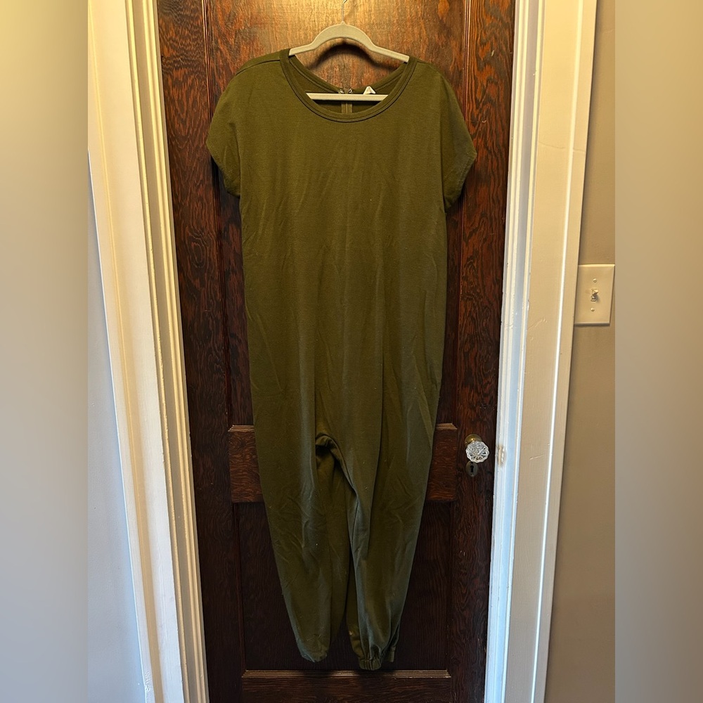 Pink Blush Olive Short Sleeve Maternity Jumpsuit | M